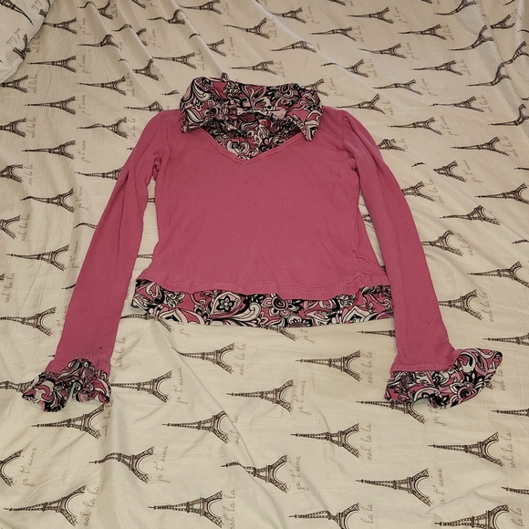 No Kidding 70's design funky top pink and black 10/12 - Picture 1 of 4